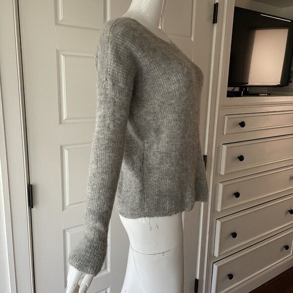 Sezane Sweater Super Kid Mohair Baby Alpaca Gray Lace Up Back Coquette Small - Picture 4 of 14